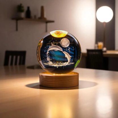 Inner-carved crystal dolphin moonlit night light ornament - Image 5