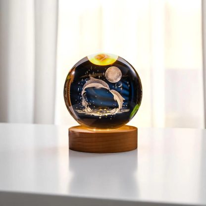 Inner-carved crystal dolphin moonlit night light ornament - Image 4