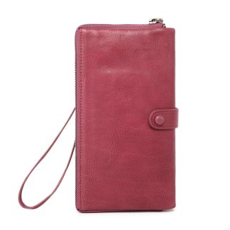 Vintage top-grain cowhide long wristlet wallet