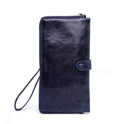 Vintage top-grain cowhide long wristlet wallet - Image 4