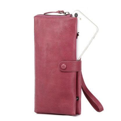 Vintage top-grain cowhide long wristlet wallet - Image 3
