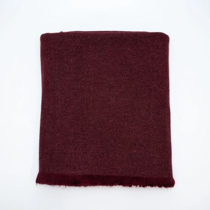 Vintage Burgundy Herringbone Tassel Throw Blanket - Image 7