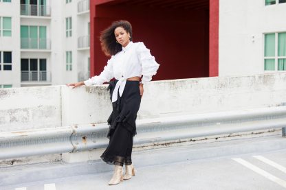 Black irregular ruffled high waist maxi skirt - Image 7