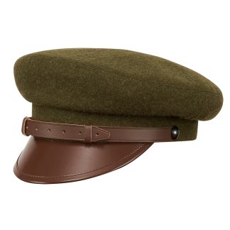 Army Green Woolen Brown Leather Vintage Beret