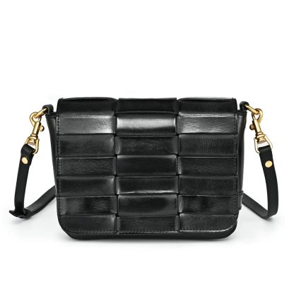 Vintage hand-woven top-grain cowhide crossbody bag
