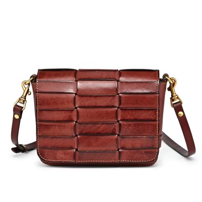 Vintage hand-woven top-grain cowhide crossbody bag - Image 9