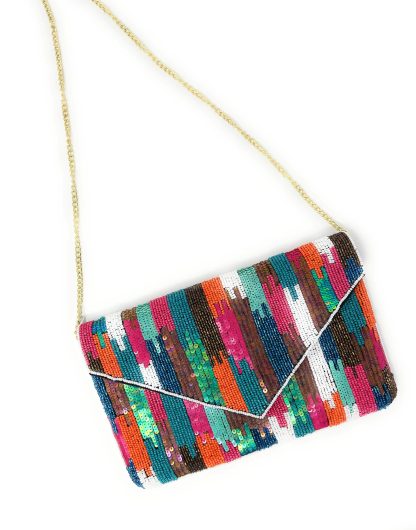 Rainbow Falls Handmade Sequin Beaded Clutch - Image 11