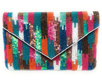 Rainbow Falls Handmade Sequin Beaded Clutch - Image 10