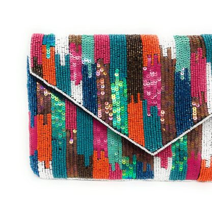 Rainbow Falls Handmade Sequin Beaded Clutch - Image 7