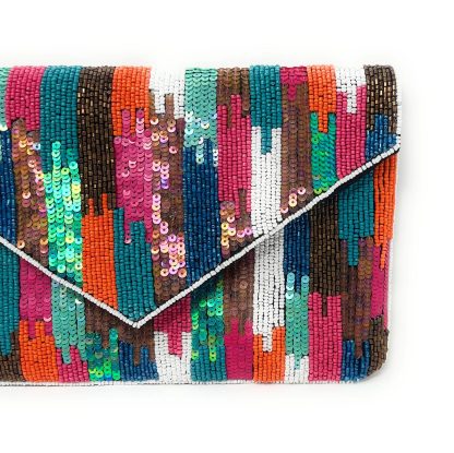Rainbow Falls Handmade Sequin Beaded Clutch - Image 5
