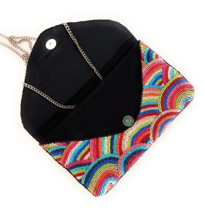 Rainbow Surge Hand-Beaded Clutch - Image 12