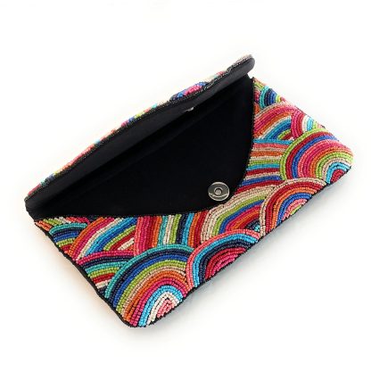 Rainbow Surge Hand-Beaded Clutch - Image 3