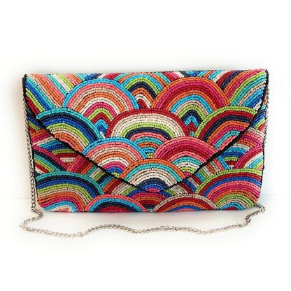 Rainbow Surge Hand-Beaded Clutch - Image 8