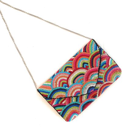 Rainbow Surge Hand-Beaded Clutch - Image 6