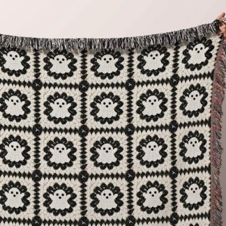 Retro Halloween Cute Ghost Jacquard Blanket