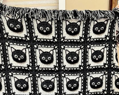Retro cute black cat jacquard blanket - Image 4