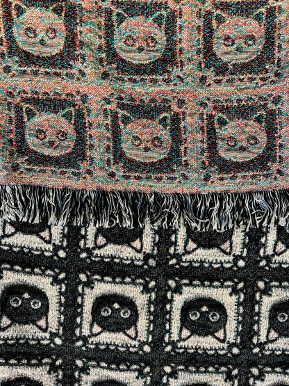 Retro cute black cat jacquard blanket - Image 2