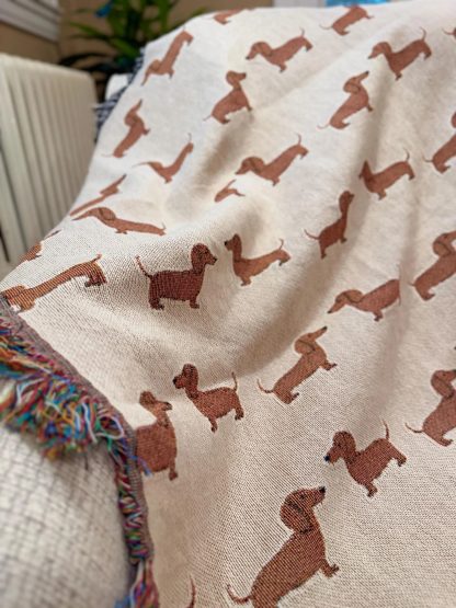 Retro cute dachshund jacquard blanket - Image 4