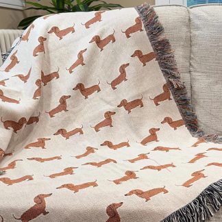 Retro cute dachshund jacquard blanket