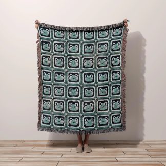 Retro cute frog jacquard blanket