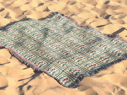 Retro fishing style colorful fish jacquard blanket - Image 7