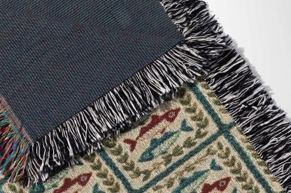 Retro fishing style colorful fish jacquard blanket - Image 2