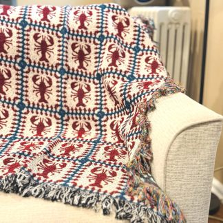 Retro fishing style crayfish jacquard blanket