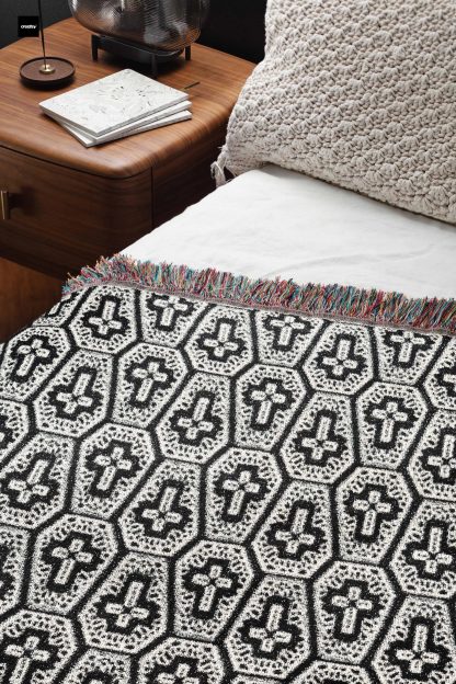 Retro geometric totem jacquard blanket - Image 2