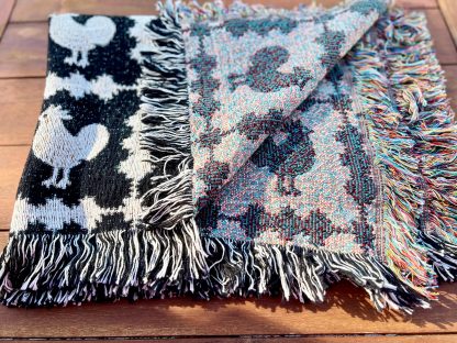Retro pastoral style rooster jacquard blanket - Image 2