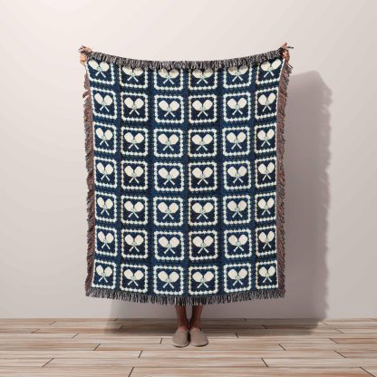 Retro sports style tennis racket jacquard blanket - Image 5