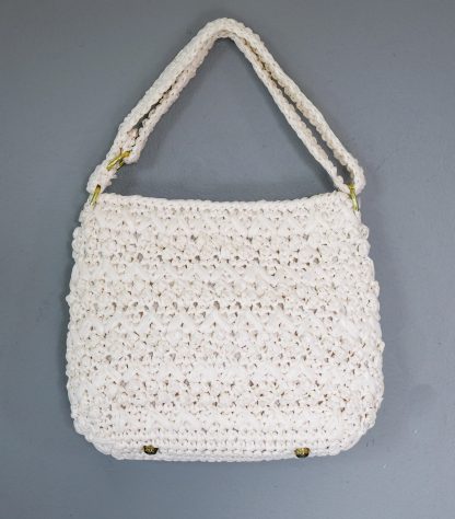 Vintage white hand-woven shoulder bag - Image 5