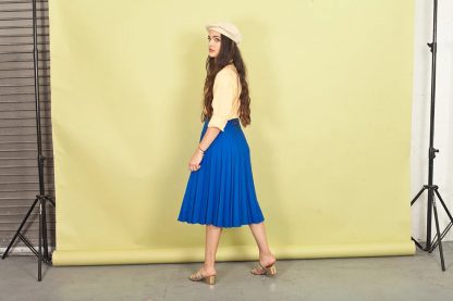 Royal blue irregular pleated skirt - Image 8