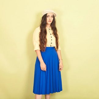 Royal blue irregular pleated skirt