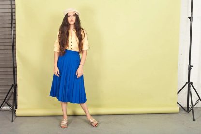 Royal blue irregular pleated skirt - Image 5
