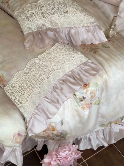 Lace Rose Embroidered Satin Bedding Set - Image 7