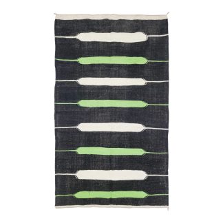 Handmade contrasting geometric line carpet