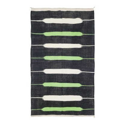 Handmade contrasting geometric line carpet