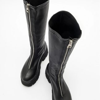 Personalized front zipper platform boots