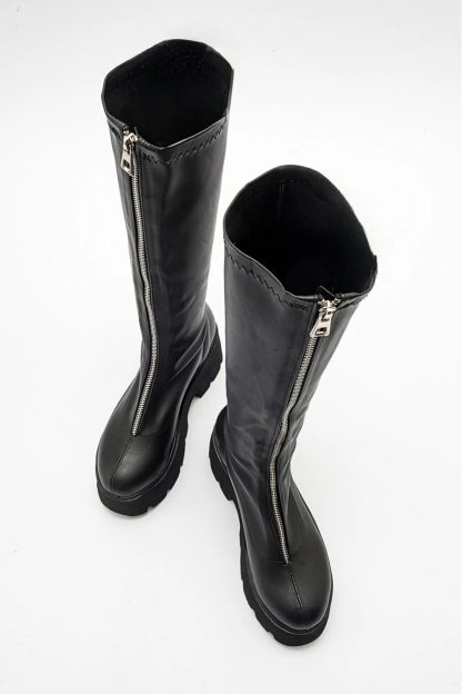 Personalized front zipper platform boots