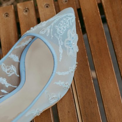 Fairy Mist Blue Mesh Embroidered Stiletto High Heels - Image 6