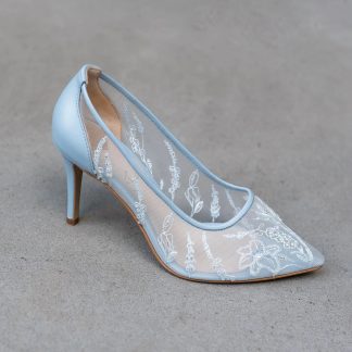 Fairy Mist Blue Mesh Embroidered Stiletto High Heels