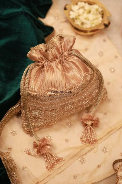 Retro palace style lace satin drawstring bag - Image 2