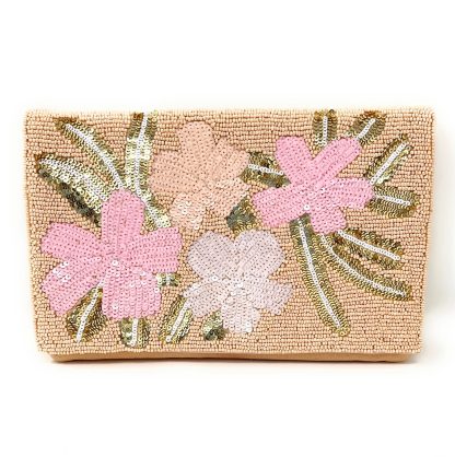 Spring Blossom Hand-Beaded Sequin Clutch - Image 9