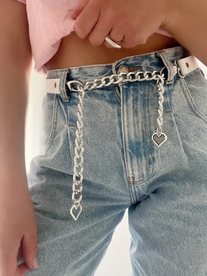 Sweet and Cool Heart Rhinestone Chain Belt - Image 6