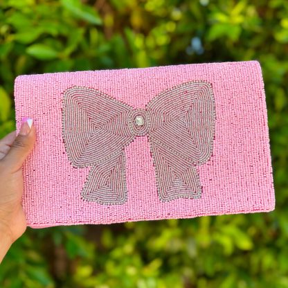 Sweet retro bow hand-beaded clutch - Image 7