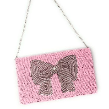 Sweet retro bow hand-beaded clutch - Image 4