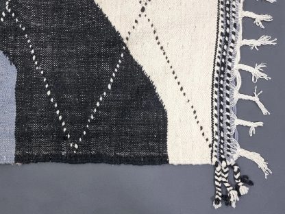 Handmade blue-gray geometric tassel carpet - Image 4