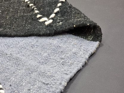 Handmade blue-gray geometric tassel carpet - Image 3