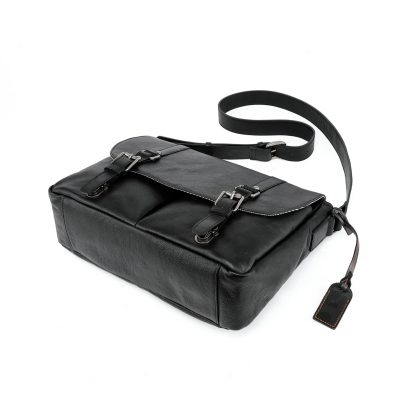 Black genuine leather large capacity shoulder bag - Image 2