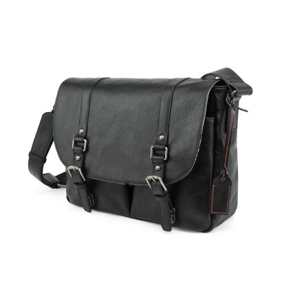 Black genuine leather large capacity shoulder bag - Image 6